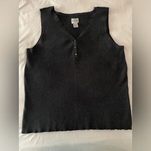 CHICO’S Size3 (16) Black Ribbed Knit Silk-Blend Tank